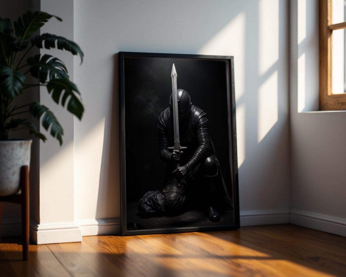 Dark Knight Warrior, Medieval Soldier Art Print
