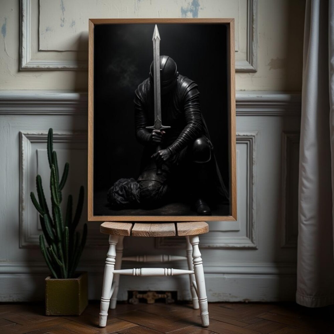 Dark Knight Warrior, Medieval Soldier Art Print - Image 2