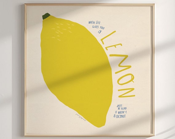 Minimalist Lemon Kitchen Print Trendy Fruit Poster
