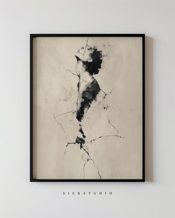 Modern Abstract Feminine Line Figure Drawing, Wall Art Print