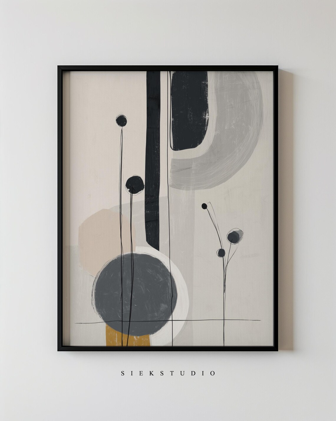 Neutral Geometric Circles Abstract Beige Gray Modern Minimalist Shapes Poster