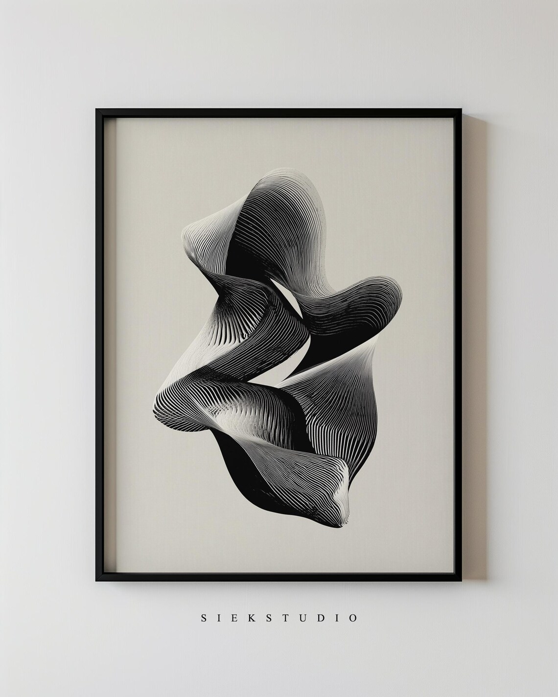 Abstract Black And White Geometric Line Art Sculpture Style Poster