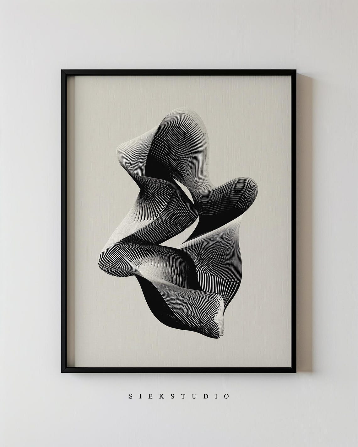 Abstract Line Art Geometric Black And White Minimalist Modern Contemporary Artwork