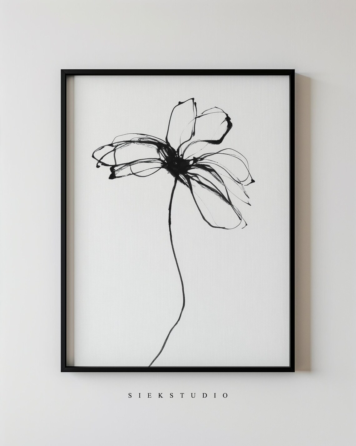 Minimalist Abstract Floral Black And White Modern Line Illustration Drawing Neutral Botanical Flower Wall Art For Home Decor 184