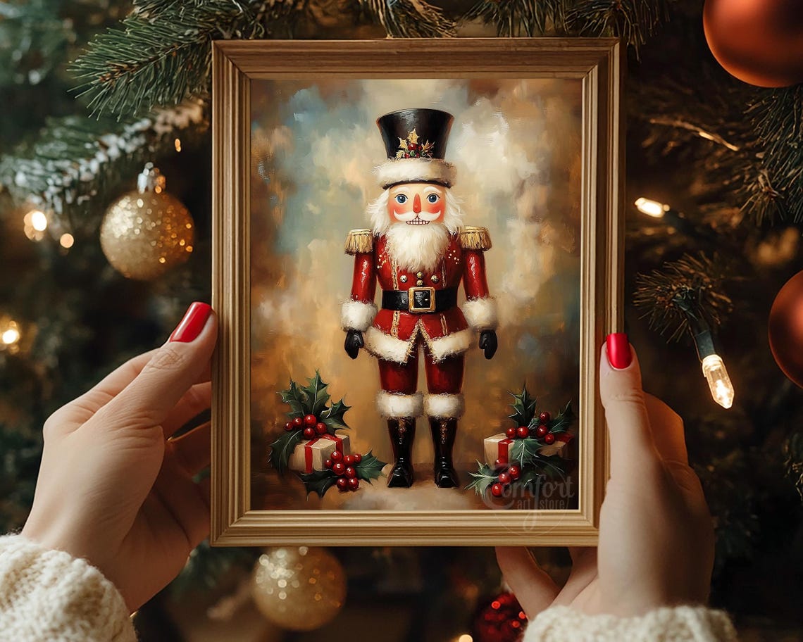 Regal Nutcracker Soldier in Red Coat with Holly Sprigs Wall Art - Image 6
