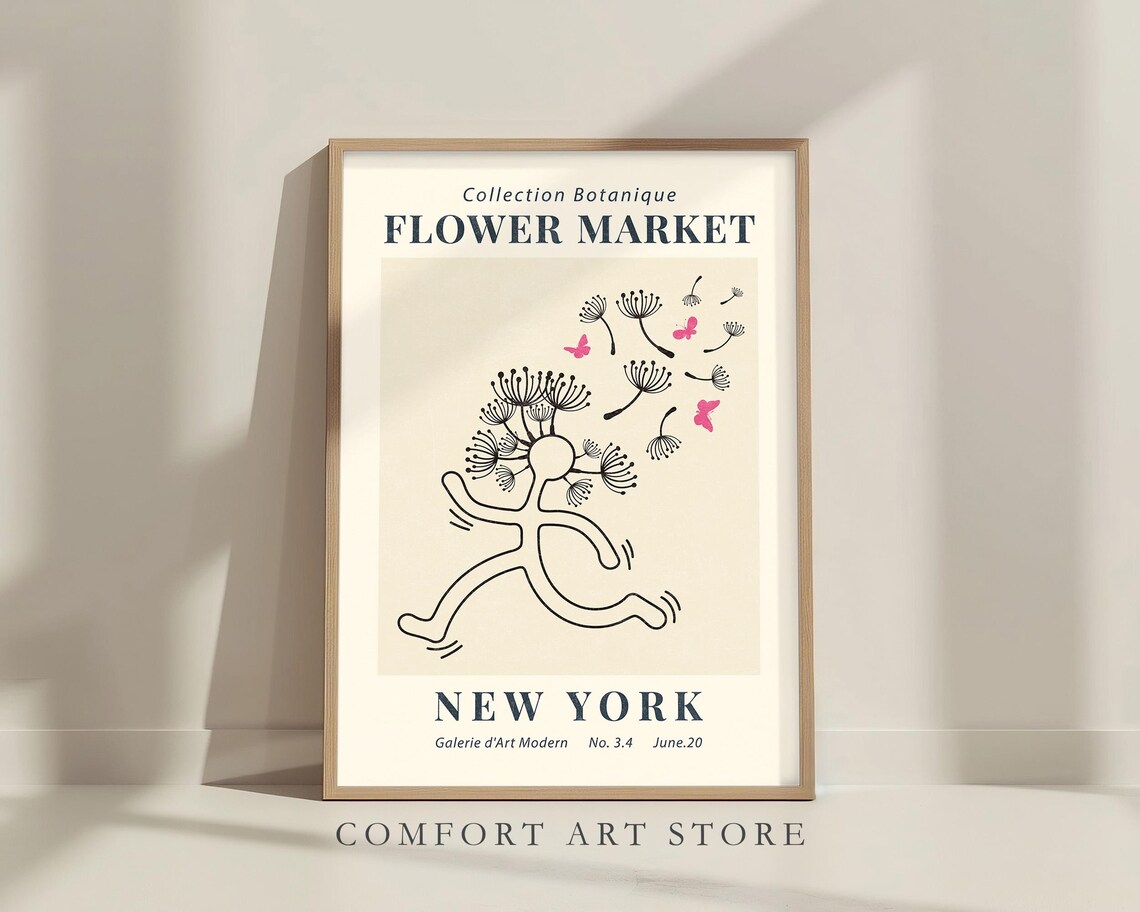 New York Flower Market Botanical Dancing Dandelion Museum Exhibition Poster