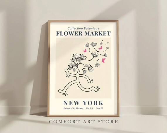 New York Flower Market Botanical Dancing Dandelion Museum Exhibition Poster