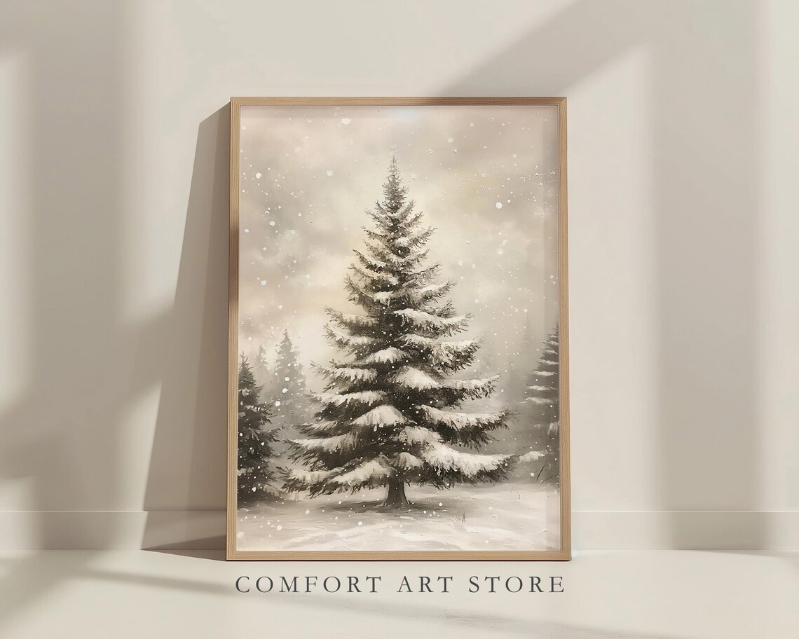Majestic Snowy Evergreen Pine Tree Winter Forest Landscape Poster - Image 2