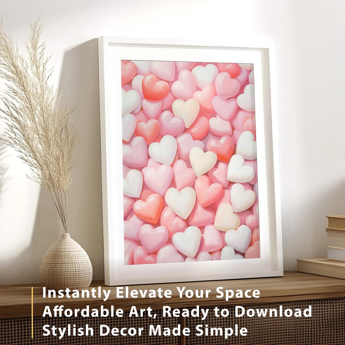Pink Heart Candies Pile Glossy Sweet Valentine Wall Art Poster Print - Image 4