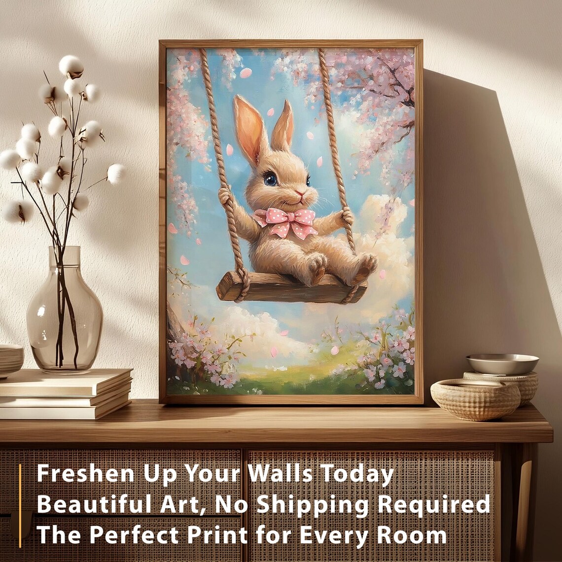 Easter Bunny Print, Vintage Spring Nursery Decor - Image 3