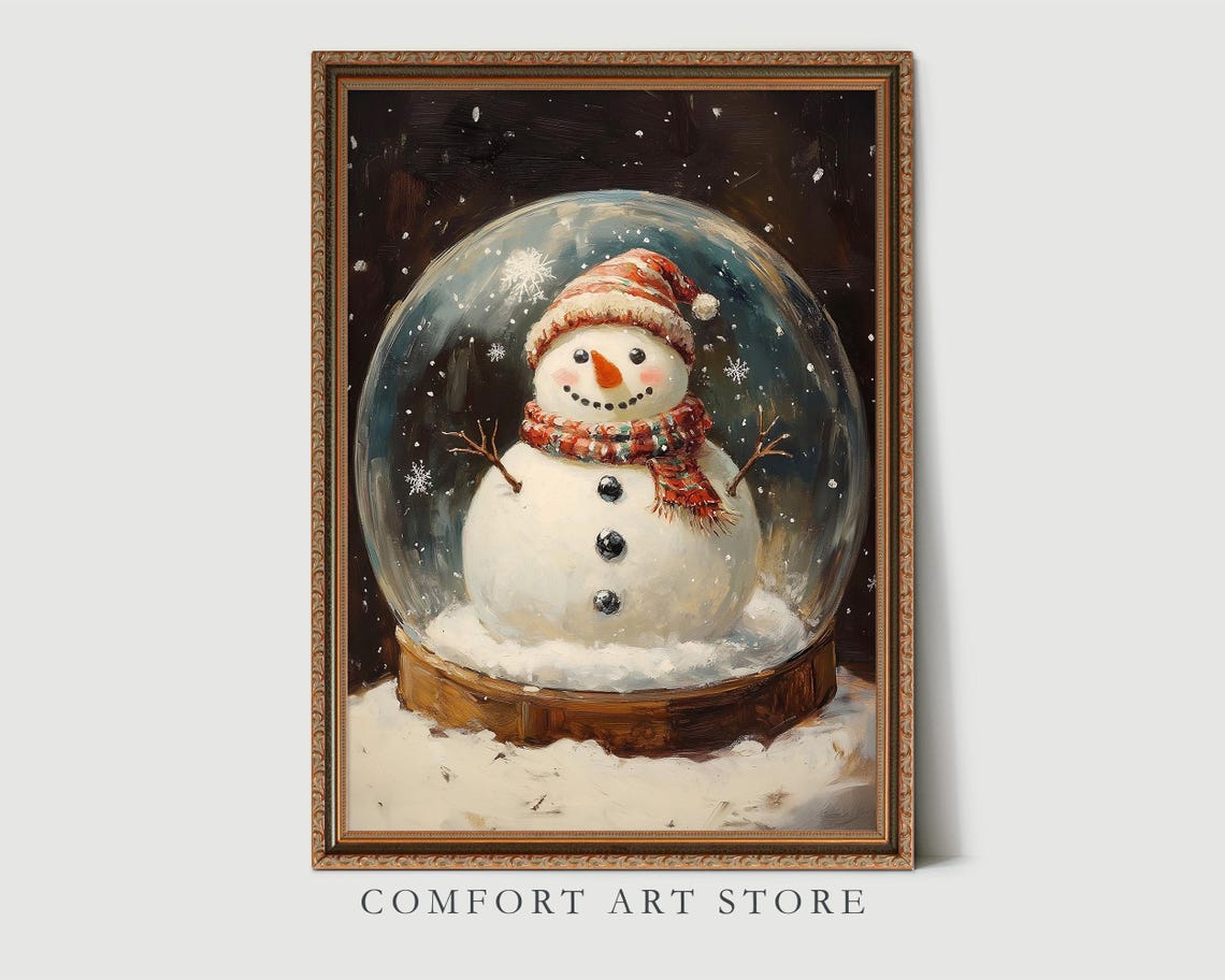 Smiling Snowman Inside Snow Globe Winter Holiday Decor Poster - Image 2