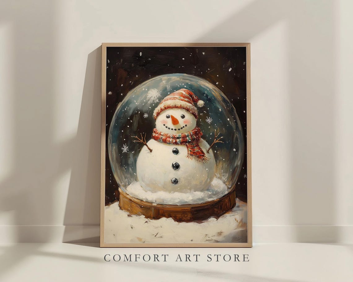 Smiling Snowman Inside Snow Globe Winter Holiday Decor Poster - Image 5