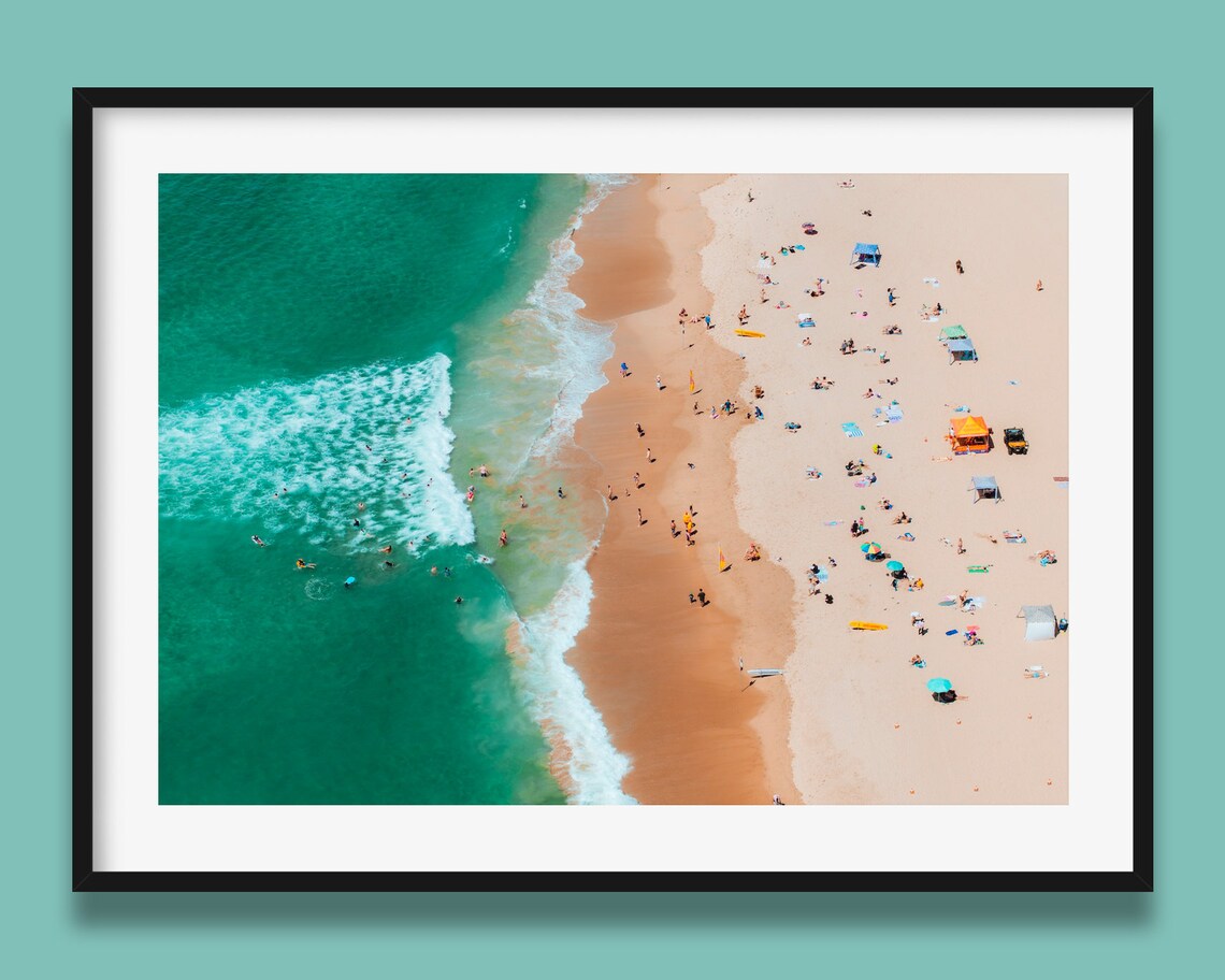 Cronulla Beach Aerial Turquoise Waves Summer Sydney Art Poster