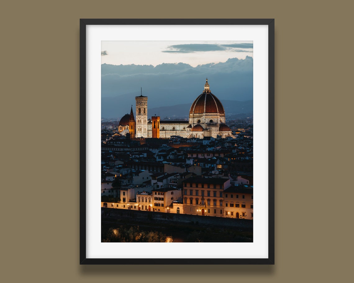 Florence Cathedral Evening Portrait Duomo Italy Night Wall Poster