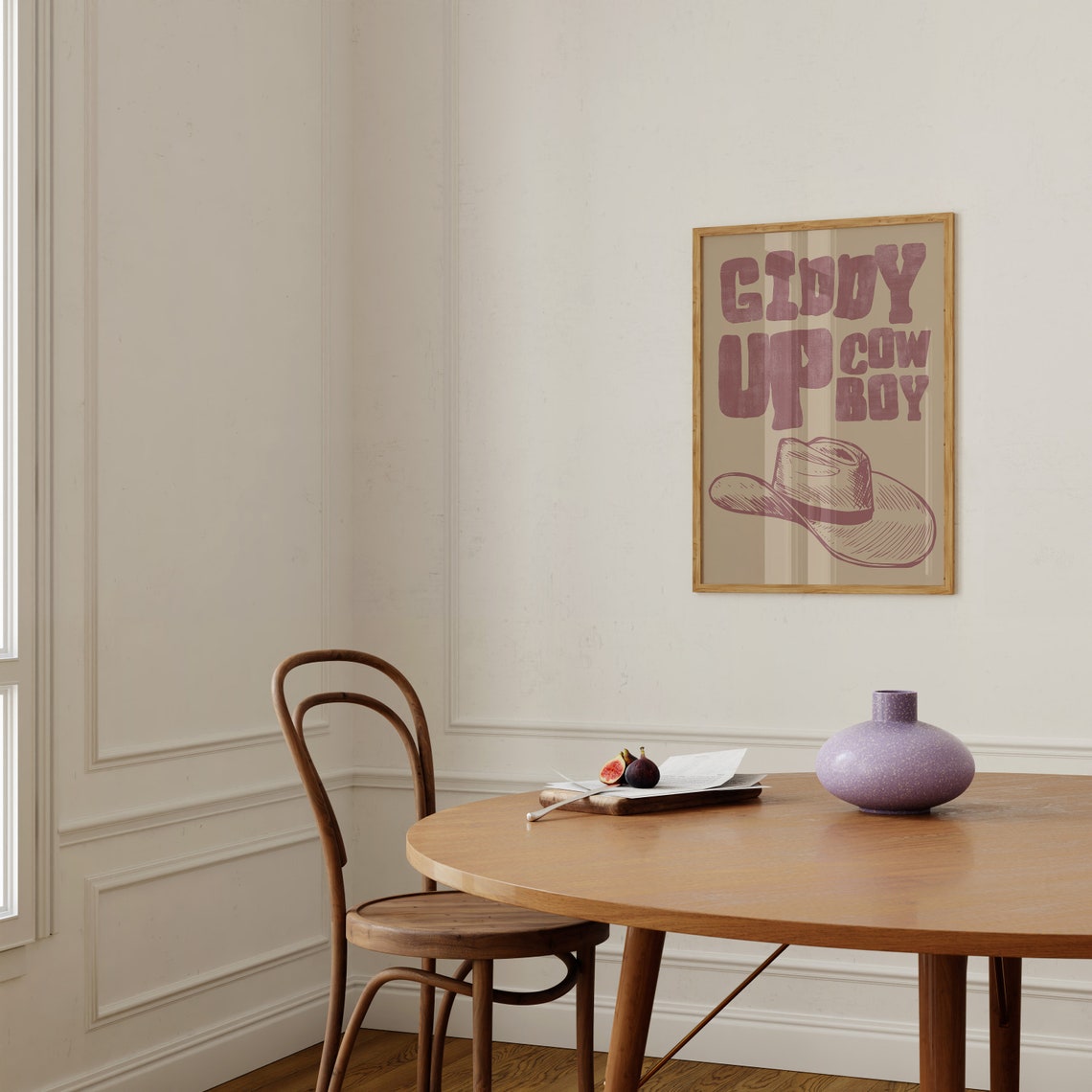 Giddy Up Cowboy Maroon Typography With Cowboy Hat Western Poster - Image 2