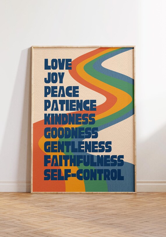 Retro Fruit Of The Spirit Print Colorful Bible Wall Art Digital Download
