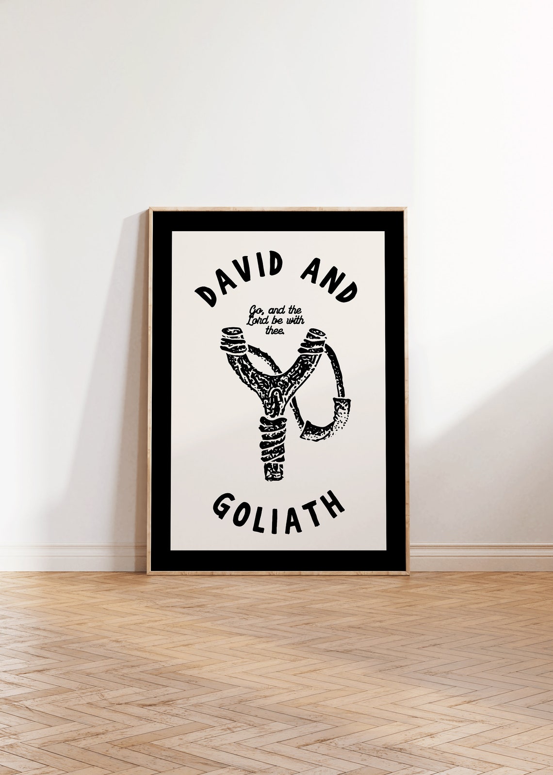 David And Goliath Slingshot Bold Christian Scripture Art Poster - Image 3