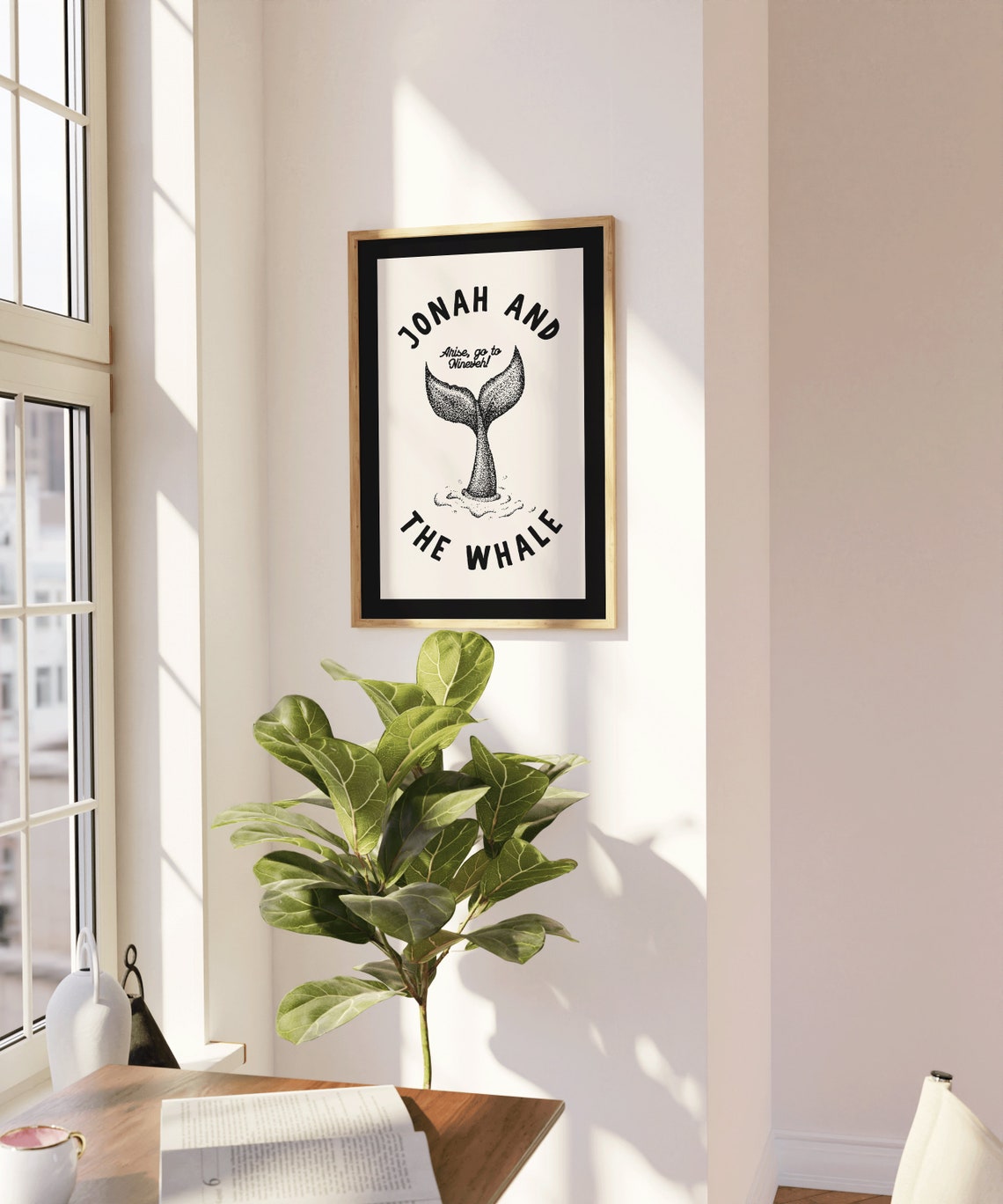 Jonah And The Whale Vintage Biblical Whale Tail Faith Poster - Image 3