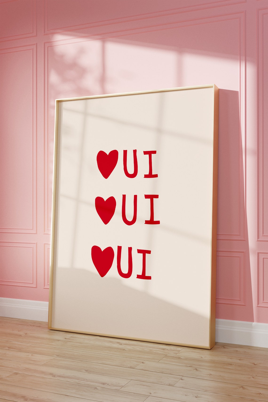 Oui Print Minimalist Heart Poster Trendy Living Room Decor Cute Quote Art Aesthetic Apartment Wall Art French Quote 1 Print - Image 3