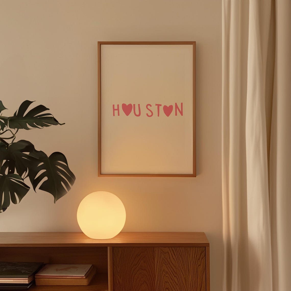 Cute Houston Texas Pink Heart Typography City Love Home Poster - Image 3