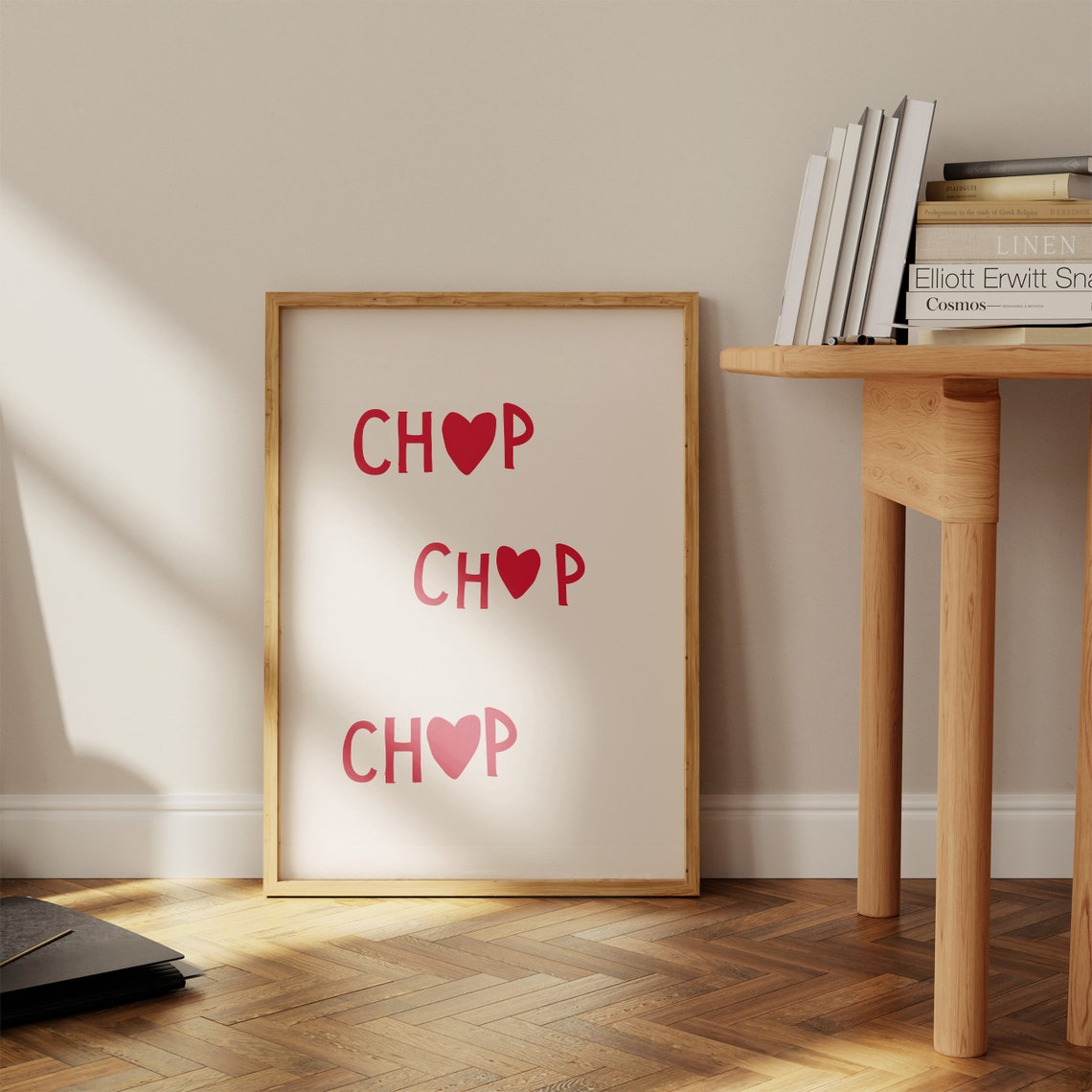 Playful Chop Chop Red Heart Typography Minimalist Kitchen Wall Art - Image 2