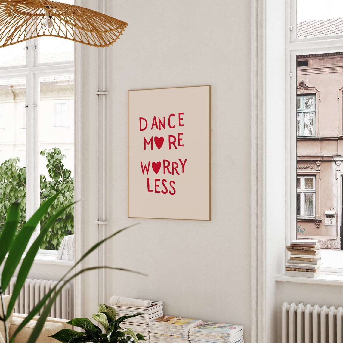 Dance More Worry Less Quote Art Print, Minimalist Heart - Image 2
