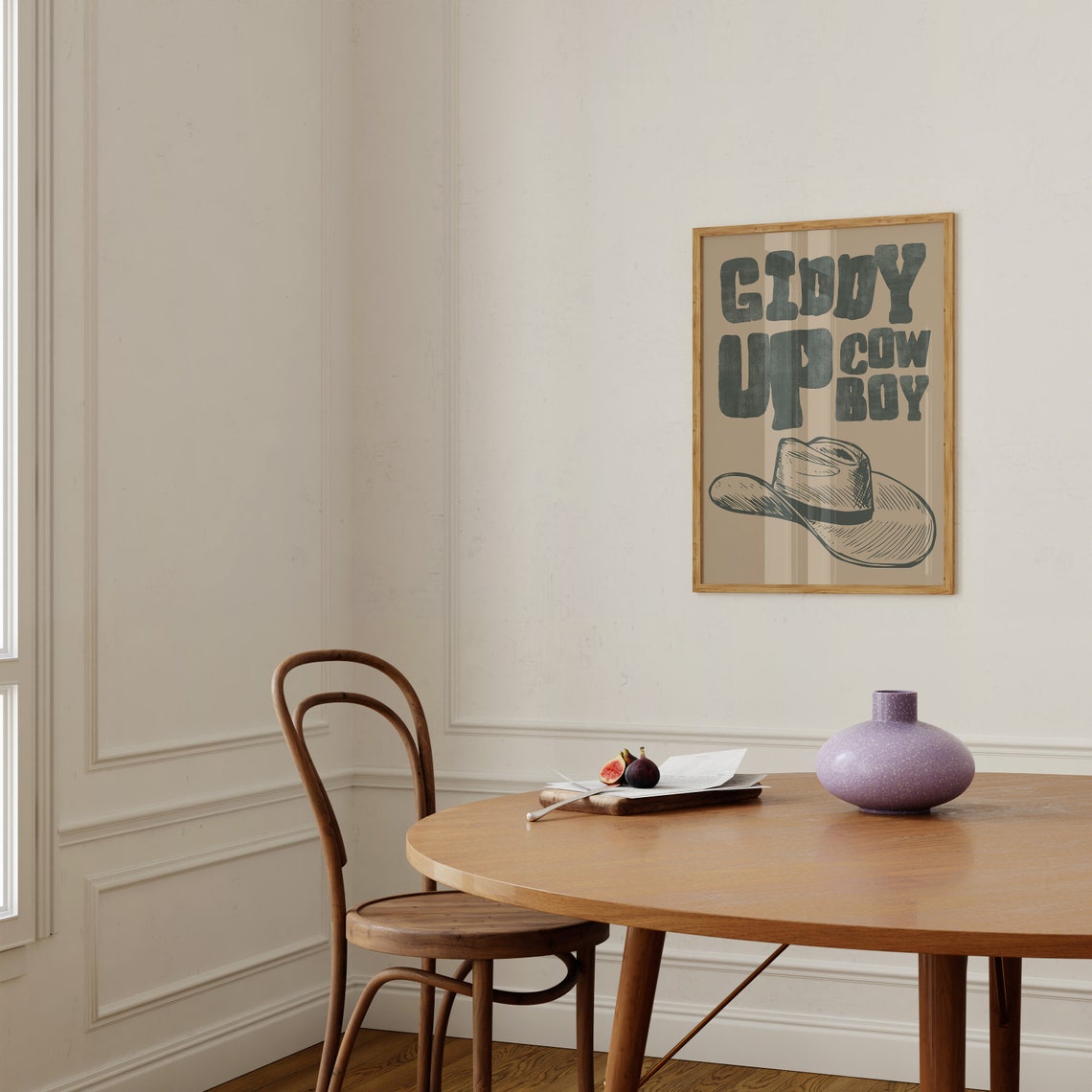 Giddy Up Cowboy Bold Western Letters Sketched Cowboy Hat Poster - Image 2