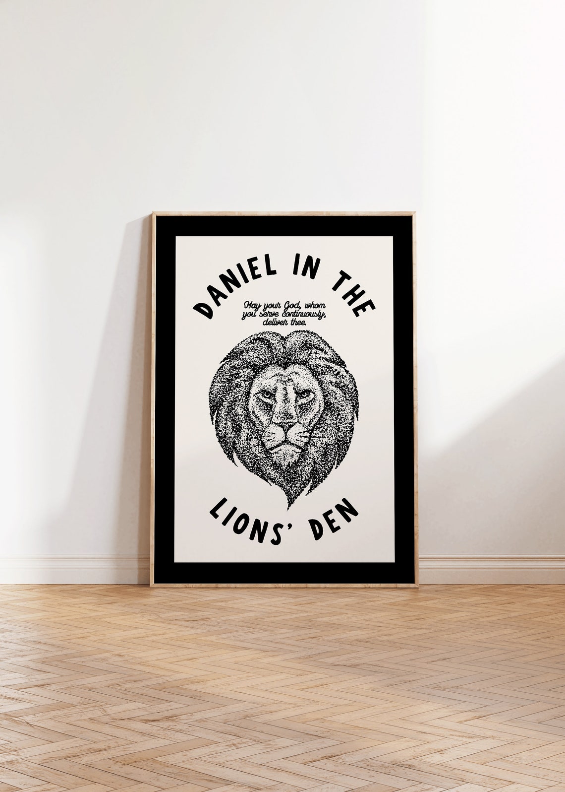 Daniel In The Lions' Den Stippled Lion Bible Verse Art Poster - Image 4
