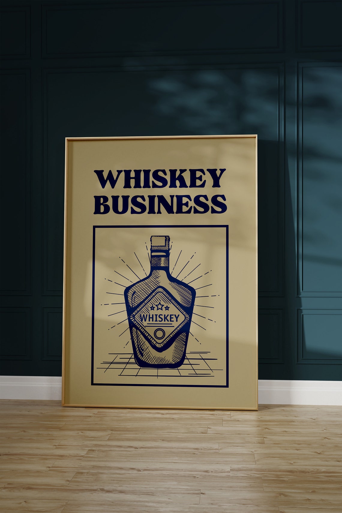 Whiskey Business Navy Vintage Bottle Home Bar Wall Decor Poster - Image 4