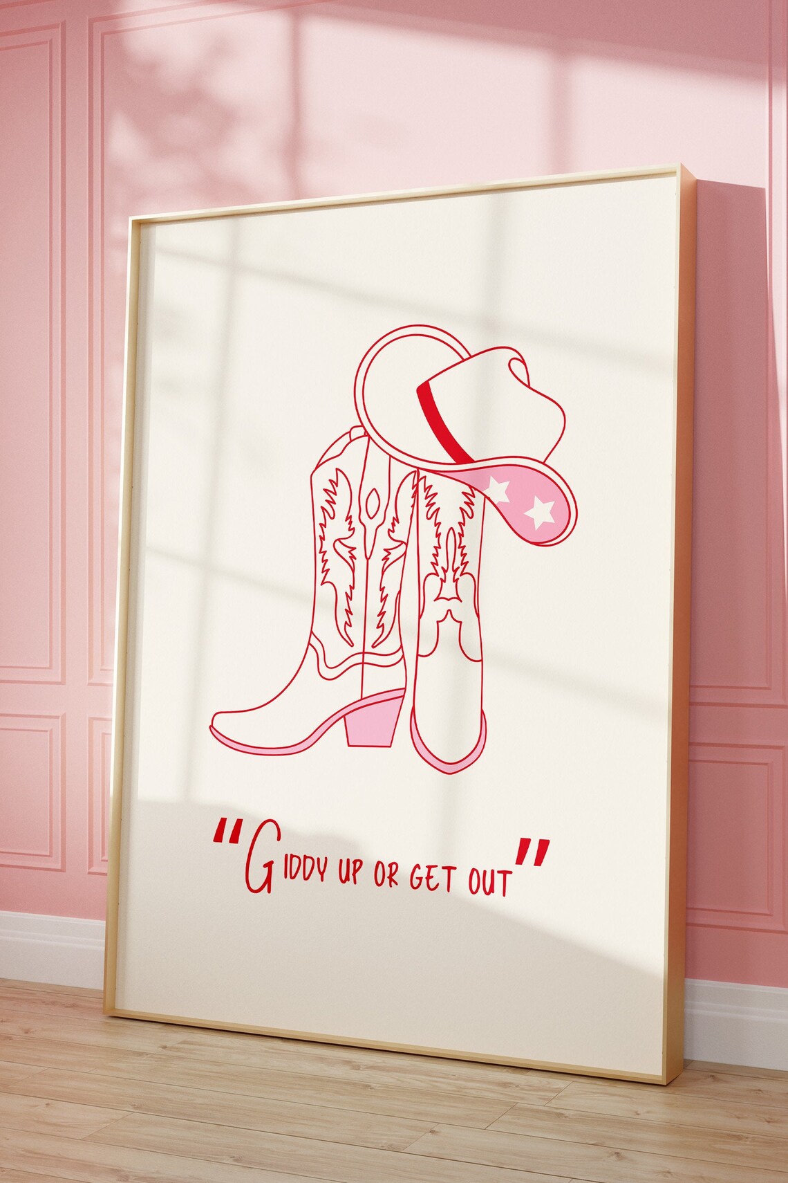 Giddy Up Or Get Out Pink Cowgirl Boots Western Quote Poster Art - Image 4