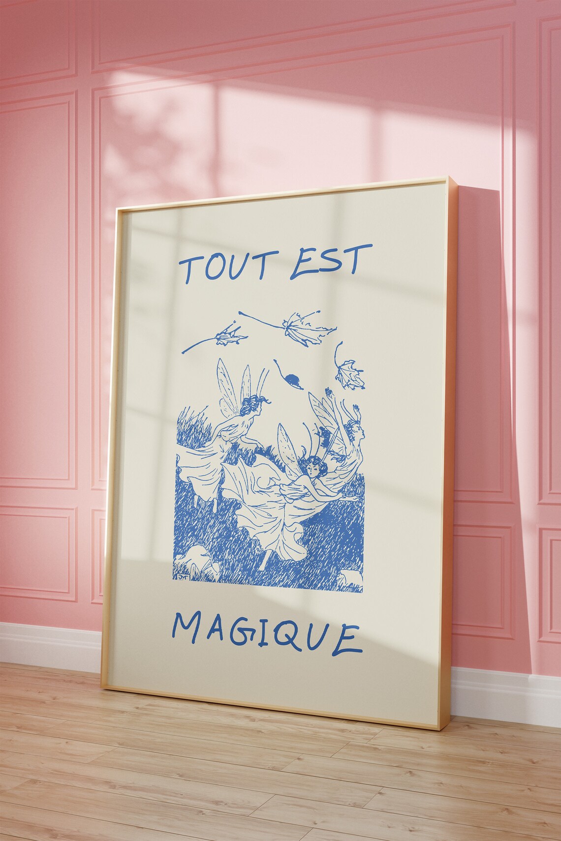 Tout Est Magique French Dancing Fairy Vintage Blue Art Poster - Image 2