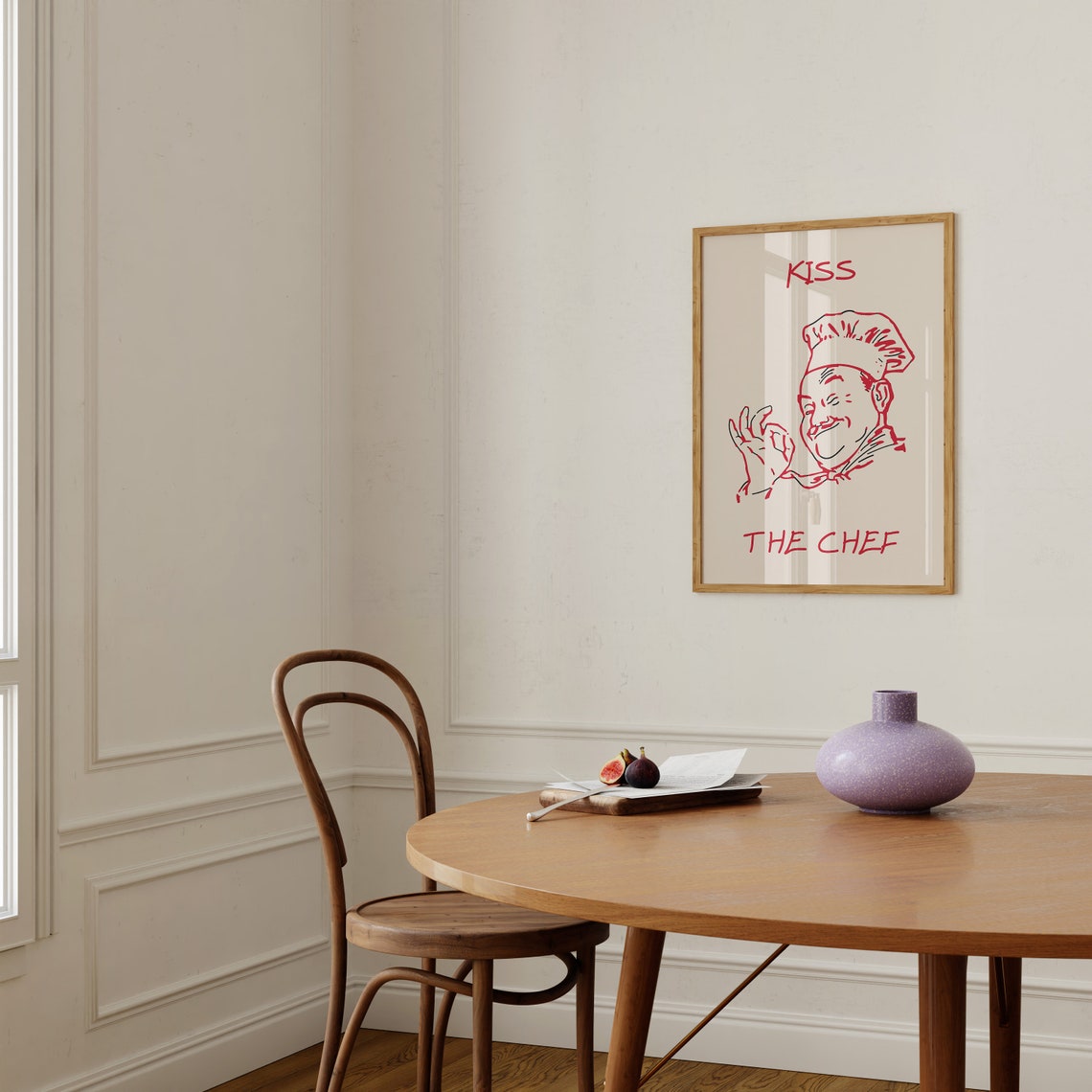 Kiss The Chef Retro Italian Cook Red Aesthetic Kitchen Poster - Image 3