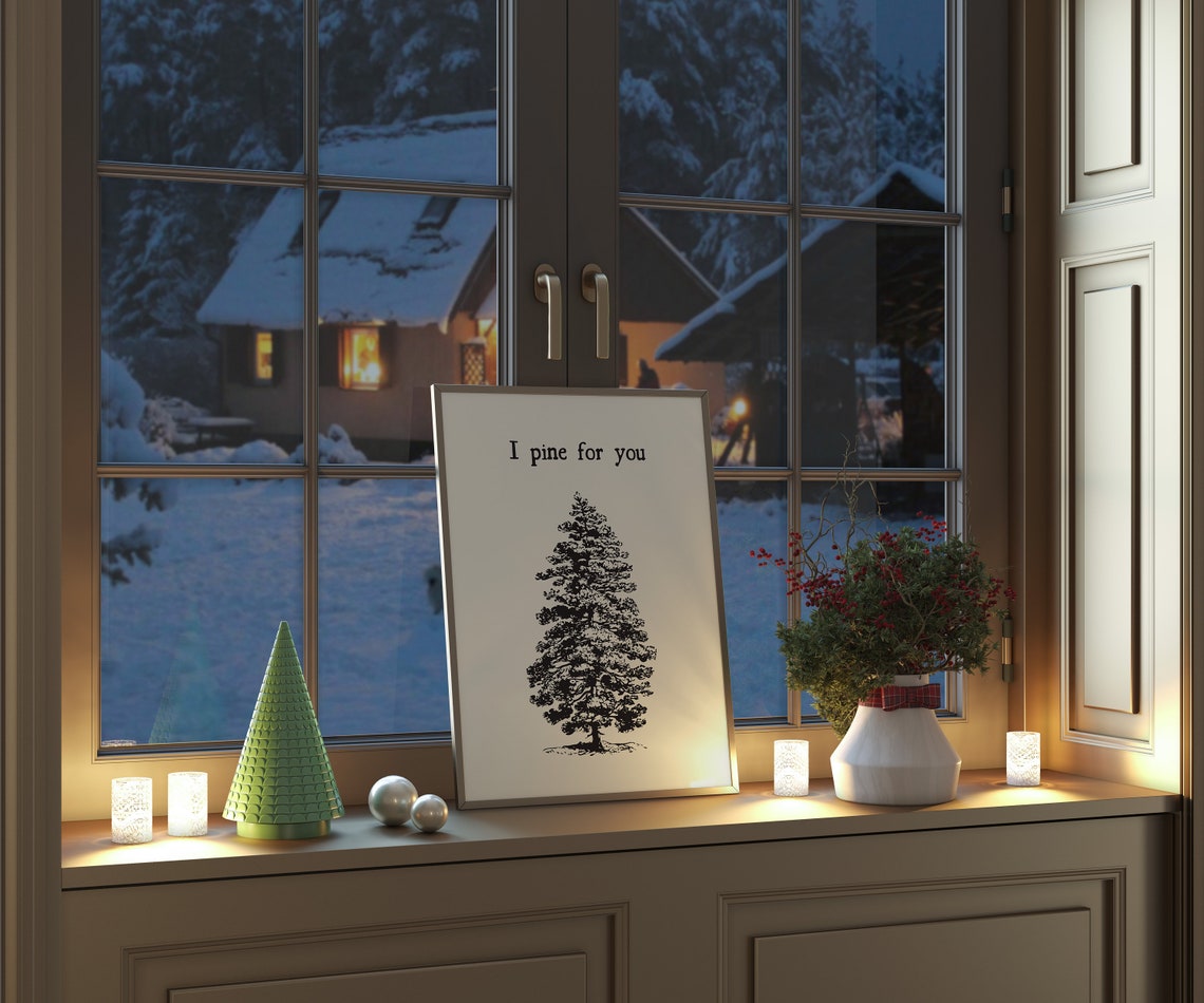 I Pine for You Vintage Pine Tree Botanical Christmas Decor Poster - Image 2