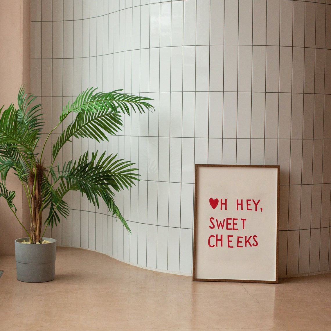 Oh Hey Sweet Cheeks Playful Red Heart Cheeky Quote Wall Poster - Image 3