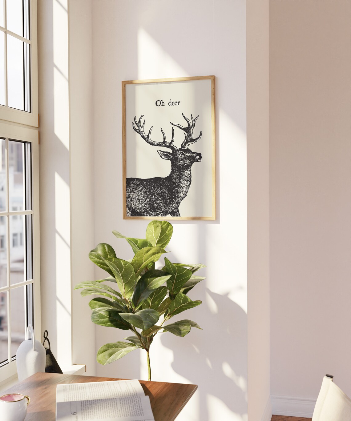 Oh Deer Majestic Stag Antlers Vintage Wildlife Cabin Art Poster - Image 3