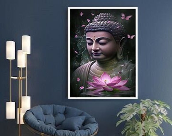 Buddha Print Butterfly Buddha Modern Buddha Ready To Hang
