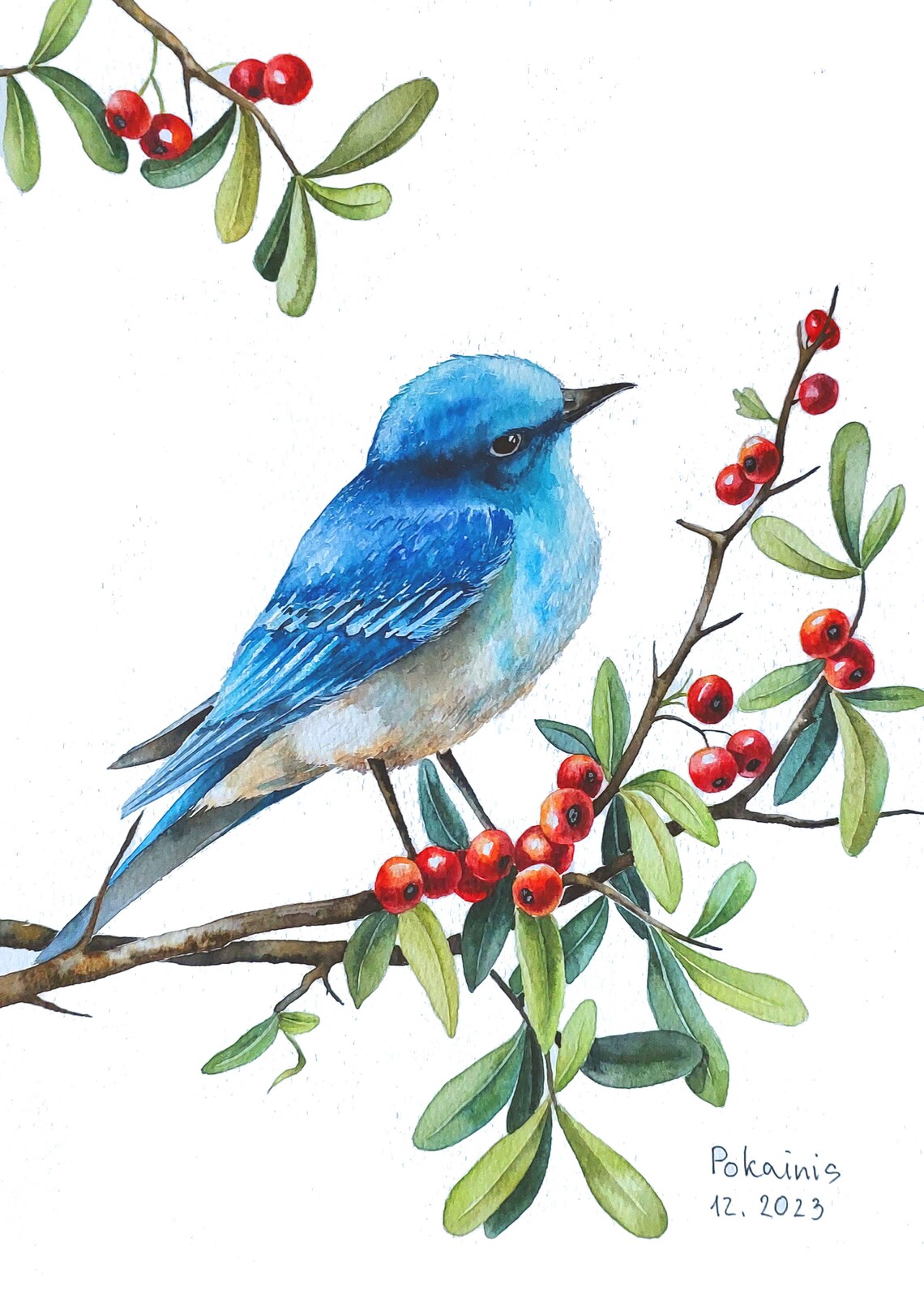 Watercolor Tufted Titmouse Bird Wall Art Print