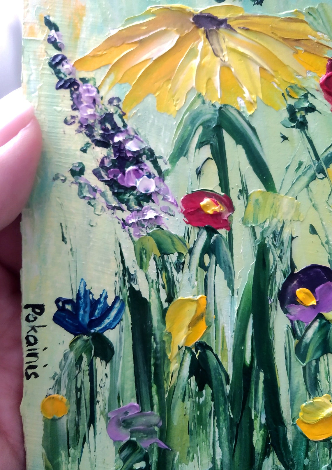 Yellow Coneflower Wildflower Impasto Oil Painting Poster Meadow - Image 2
