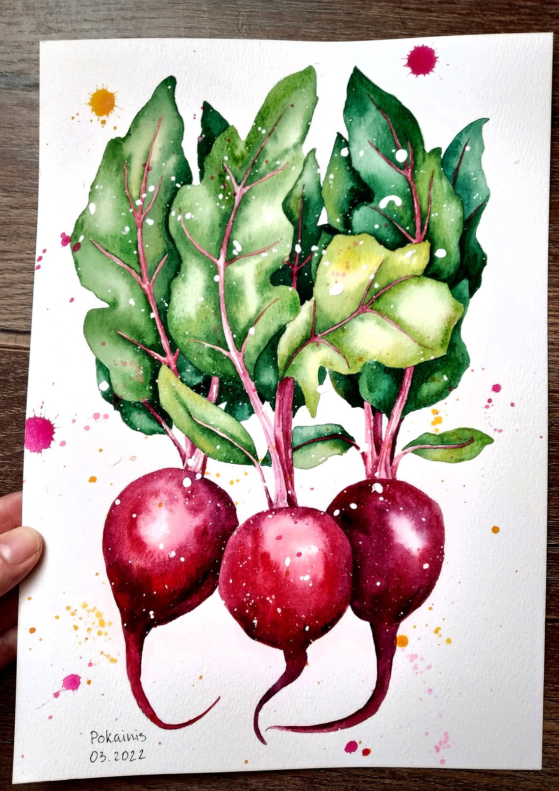 Red Beets Watercolor Vegetable Garden Still Life Kitchen Poster - Image 4
