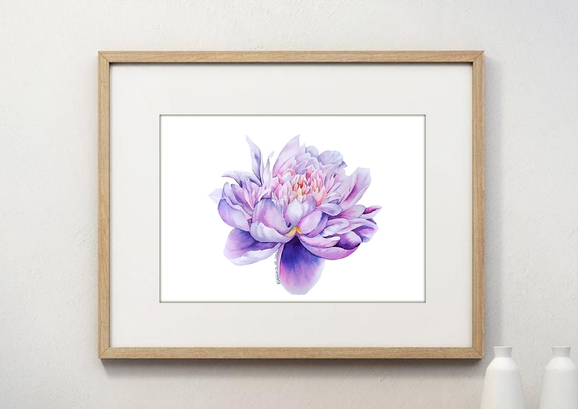 Lavender Peony Watercolor Single Bloom Pastel Floral Art Poster - Image 4