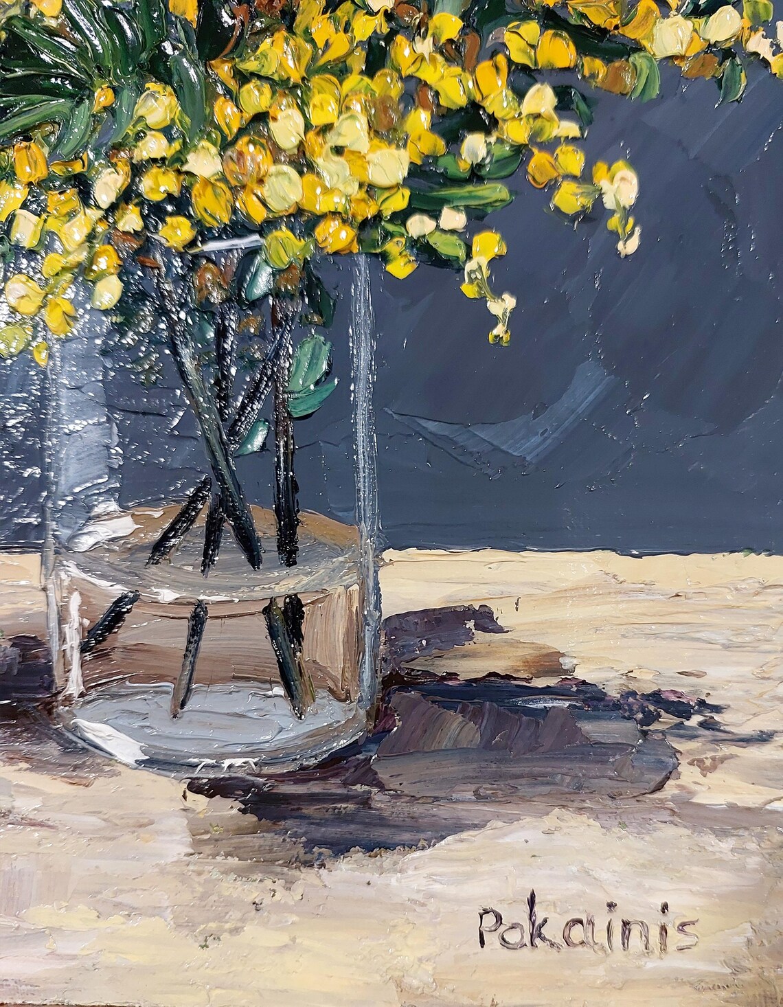 Mimosa Floral Still Life Oil Painting, Kitchen Art Print - Image 4