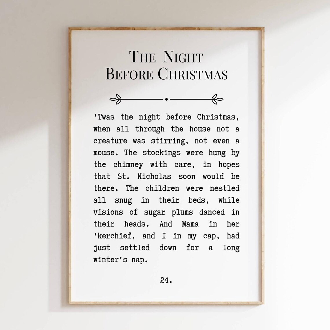The Night Before Christmas Classic Holiday Poem Typography Poster