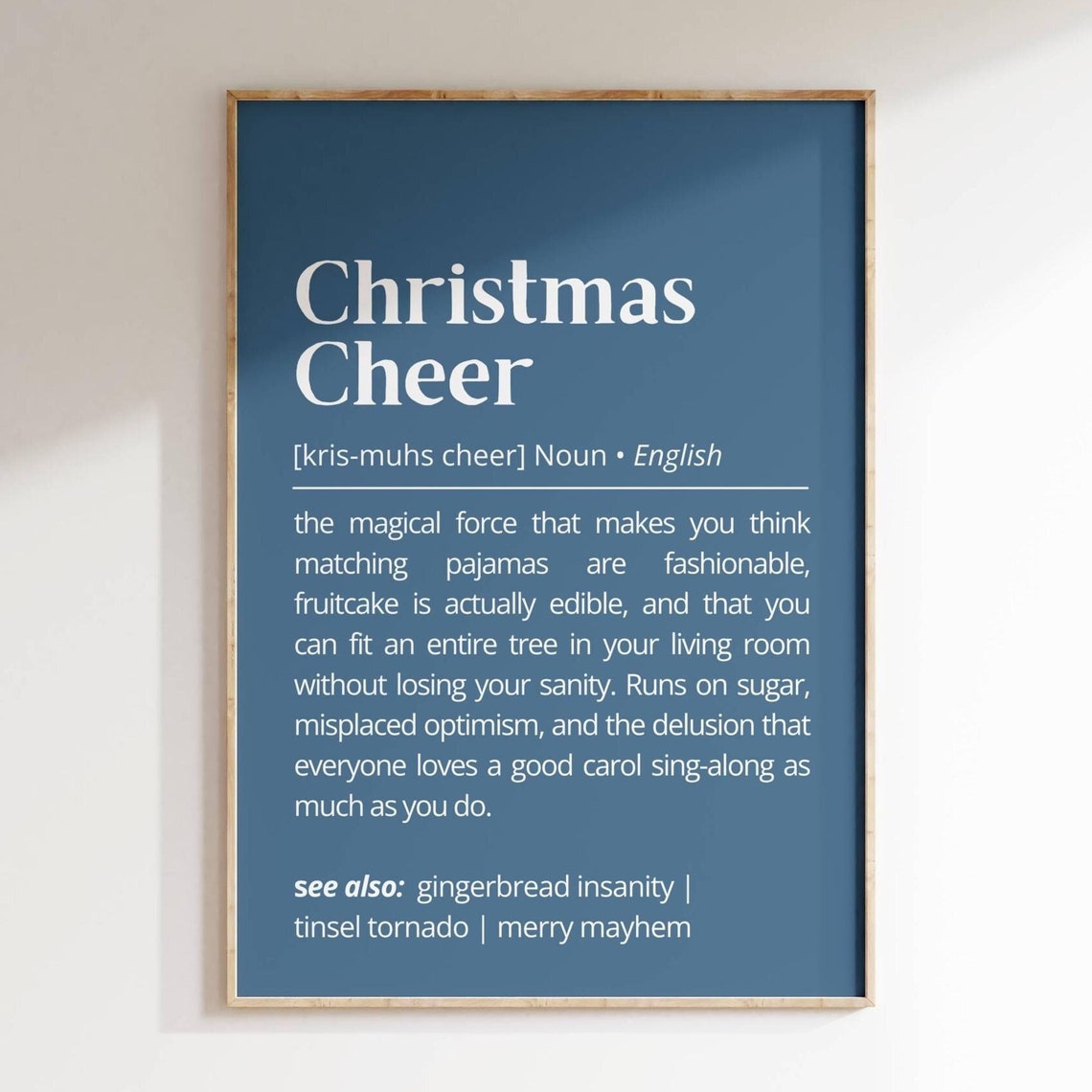 Christmas Cheer Definition Magical Holiday Force Dictionary Poster