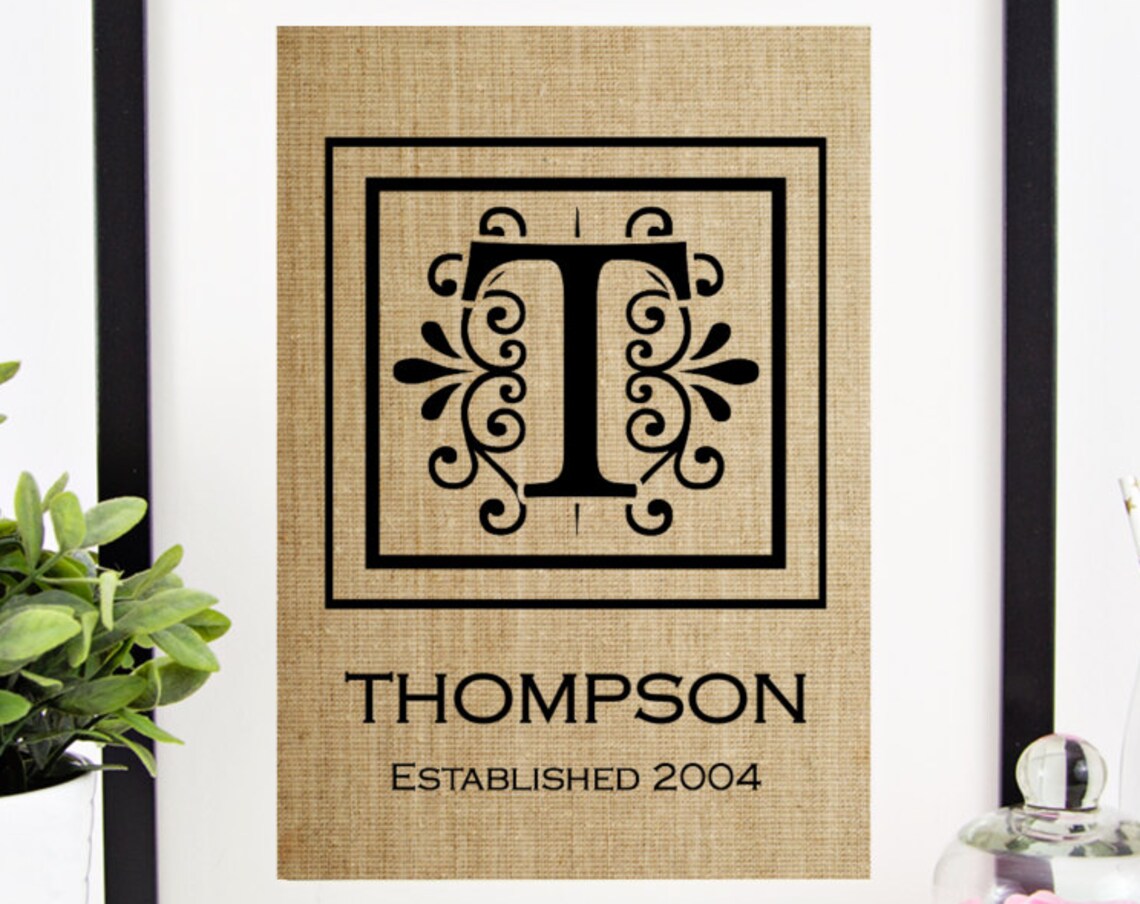 Buralp Monogram Wedding Gift for Couple, Rustic Decor