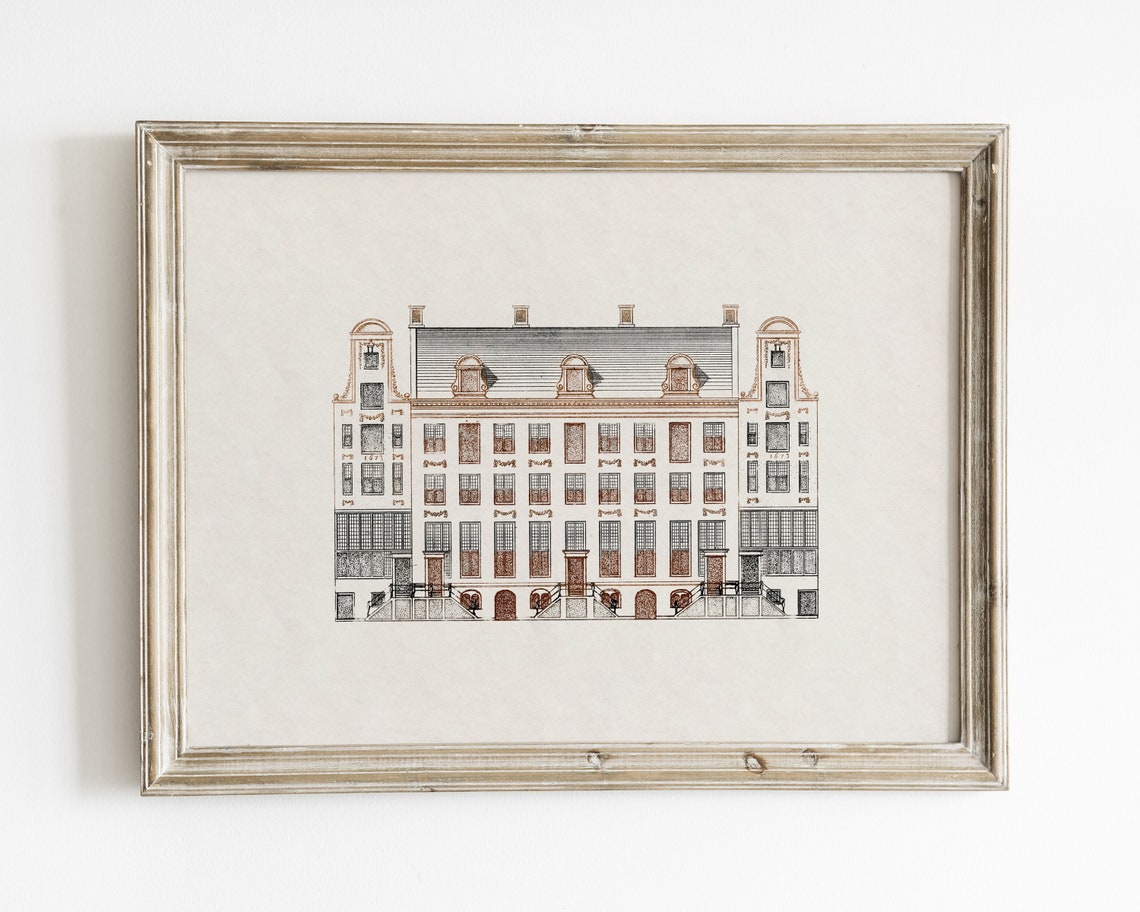 Vintage Architecture Print Sketch Art Print Architectural Drawing Line Art Print Wall Art