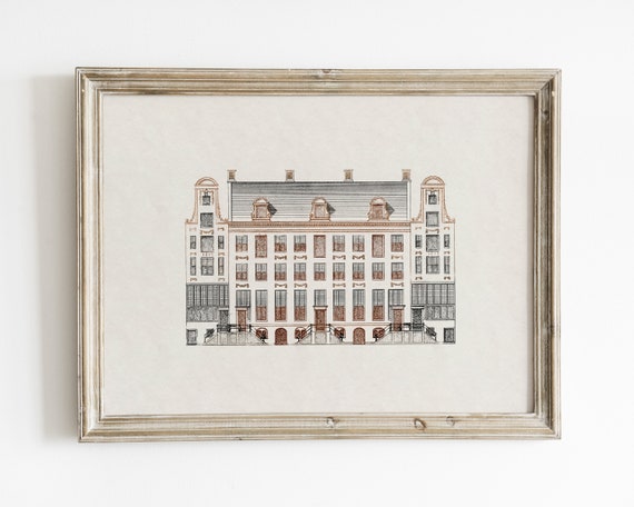 Vintage Architecture Print Sketch Art Print Architectural Drawing Line Art Print Wall Art