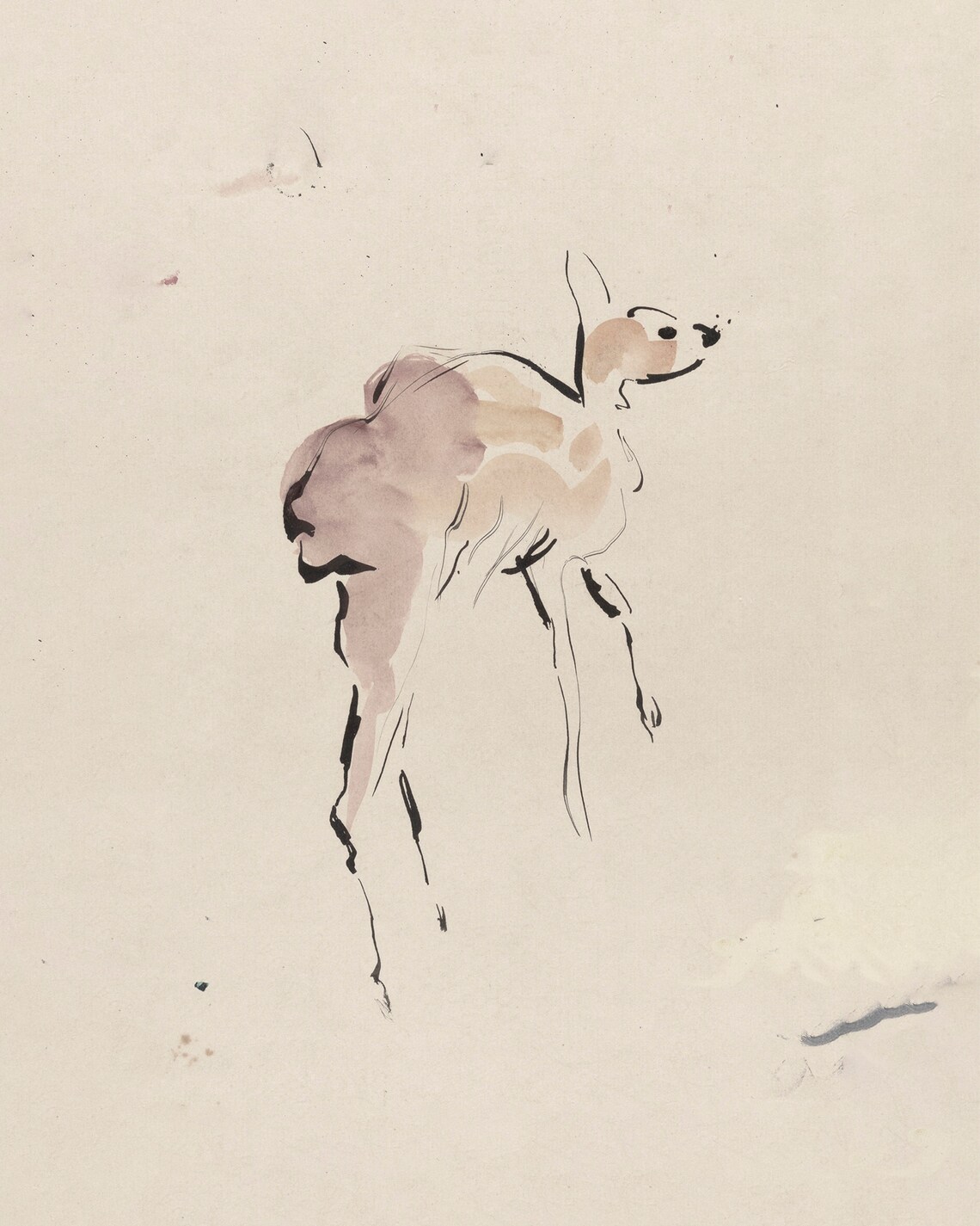 Minimalist Ink Sketch of a Young Deer Fawn Wildlife Drawing Art Poster - Image 3