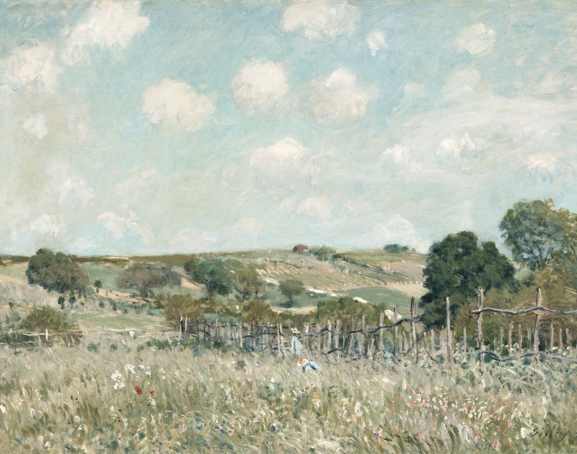 Vintage Print Landscape Wall Art Vintage Painting Meadow Painting Landscape Print Country Wall Decor French Print Scenery Painting - Image 3