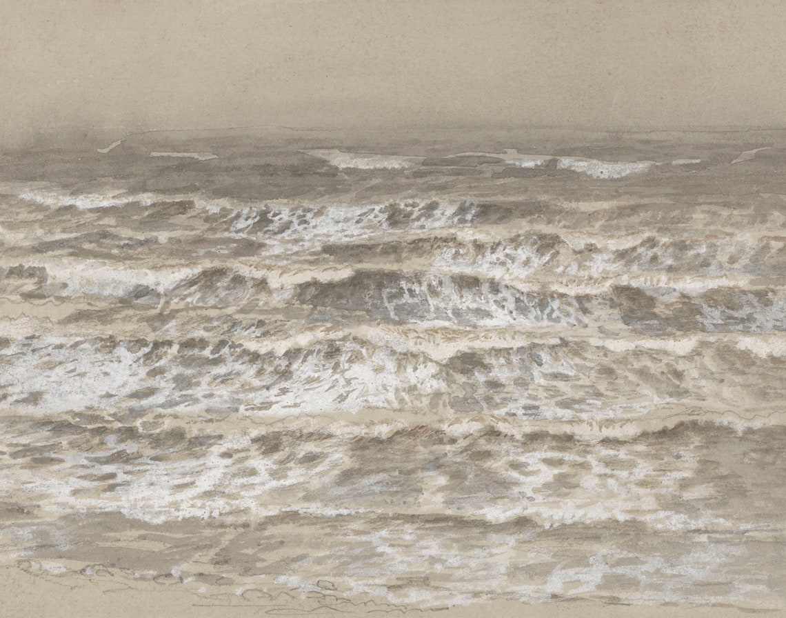 Ocean Beach Vintage Pencil Sketch, Nautical Art Print - Image 3