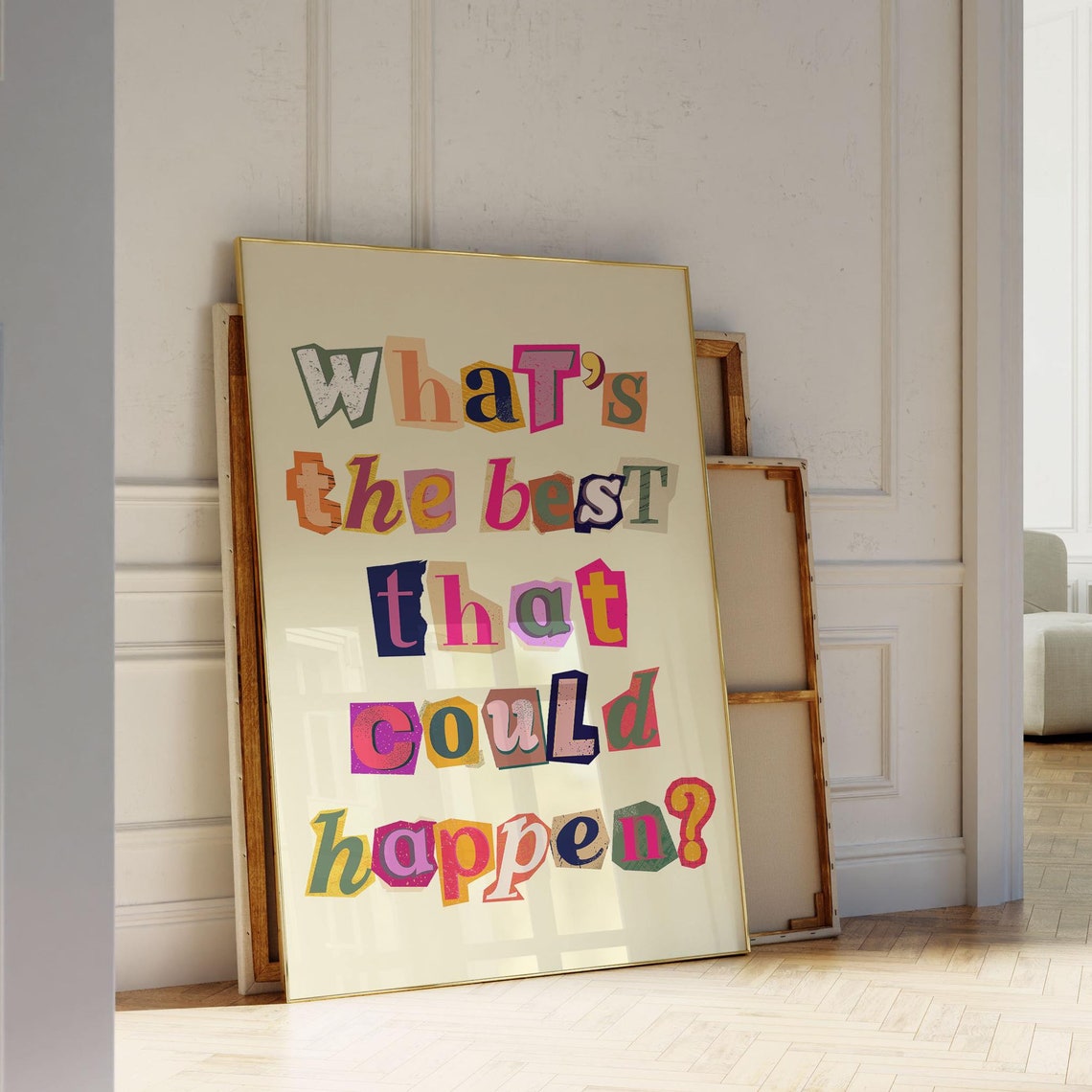 What Is The Best That Could Happen Collage Letters Quote Wall Art - Image 2